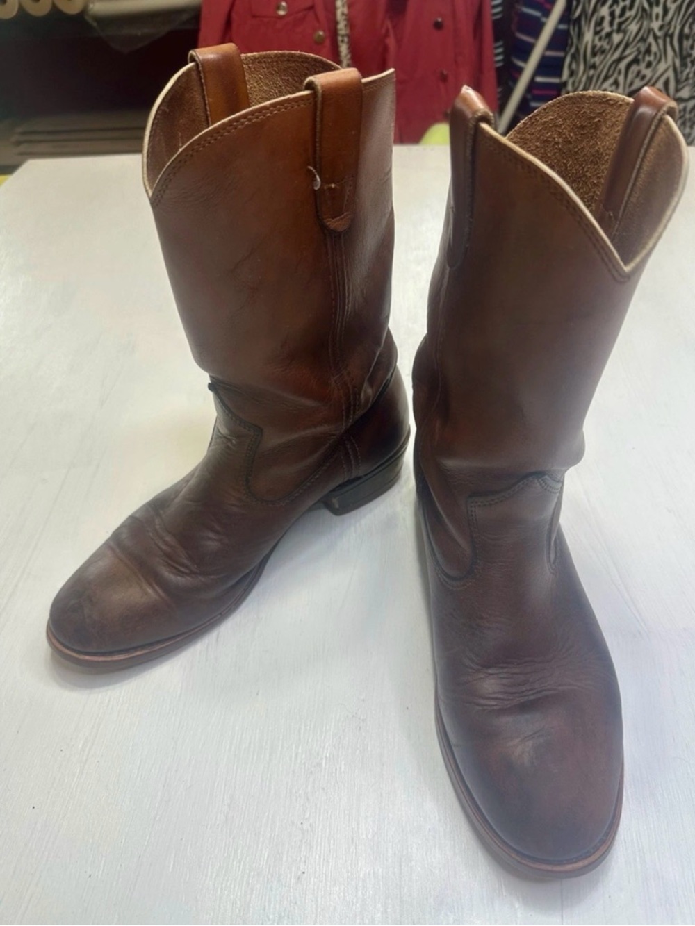 Vintage 1990’s Brown Leather Western Biltrite Sole Cowboy Ranch Boots Men 8D - Picture 2 of 16